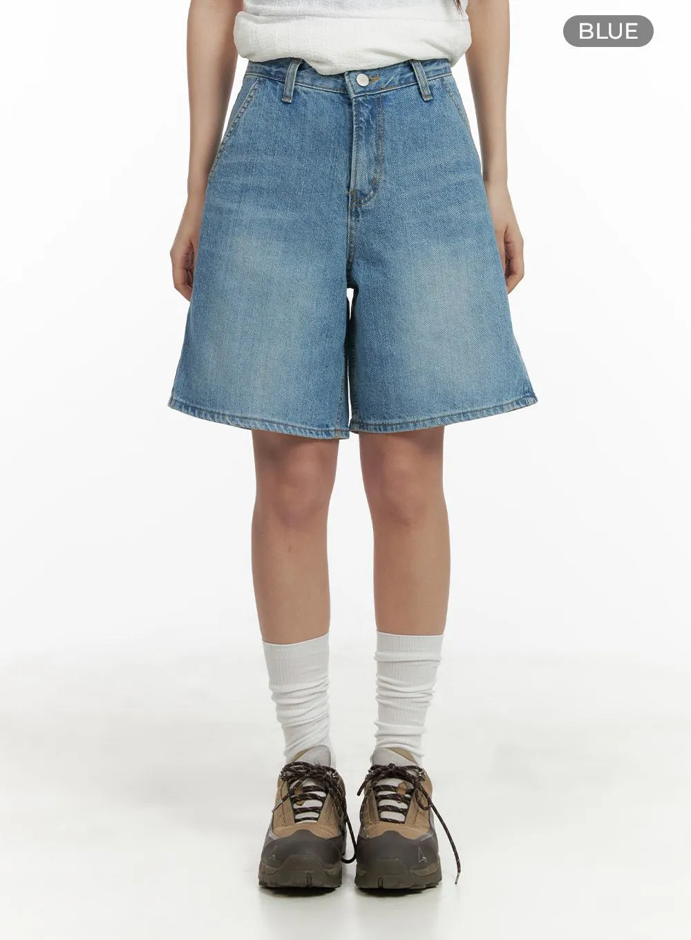 Washed Wide Leg Jorts CA409