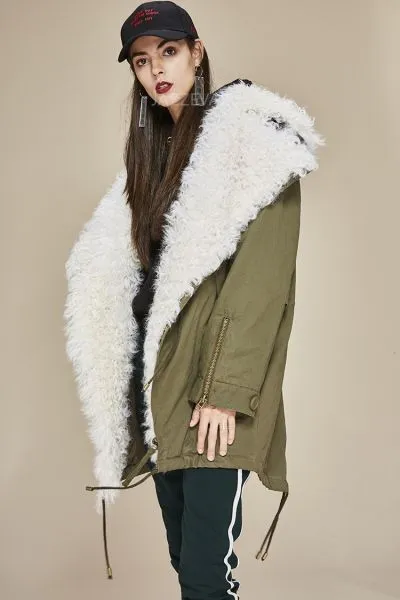 Winter perfecto coat with natural wool for women