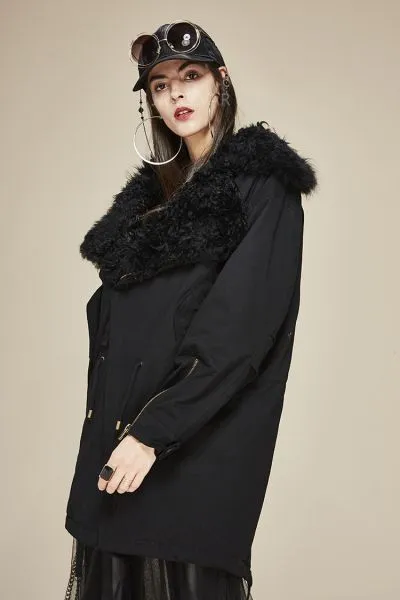 Winter perfecto coat with natural wool for women