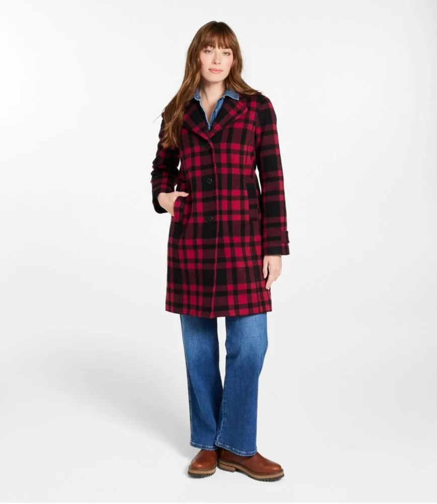 Women's Classic Lambswool Polo Coat, Three-Quarter, Pattern