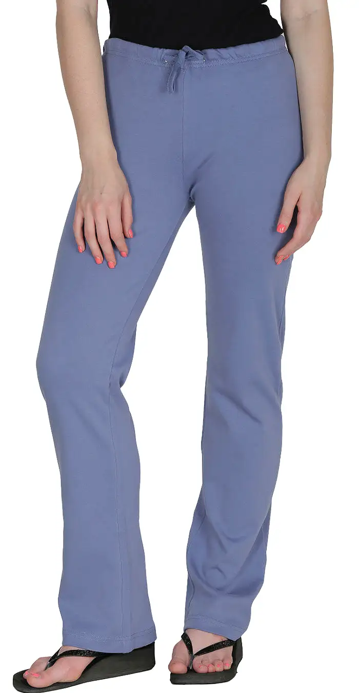 Womens Organic Cotton Pilates Pajama Yoga Pants GOTS Certified (Blue)