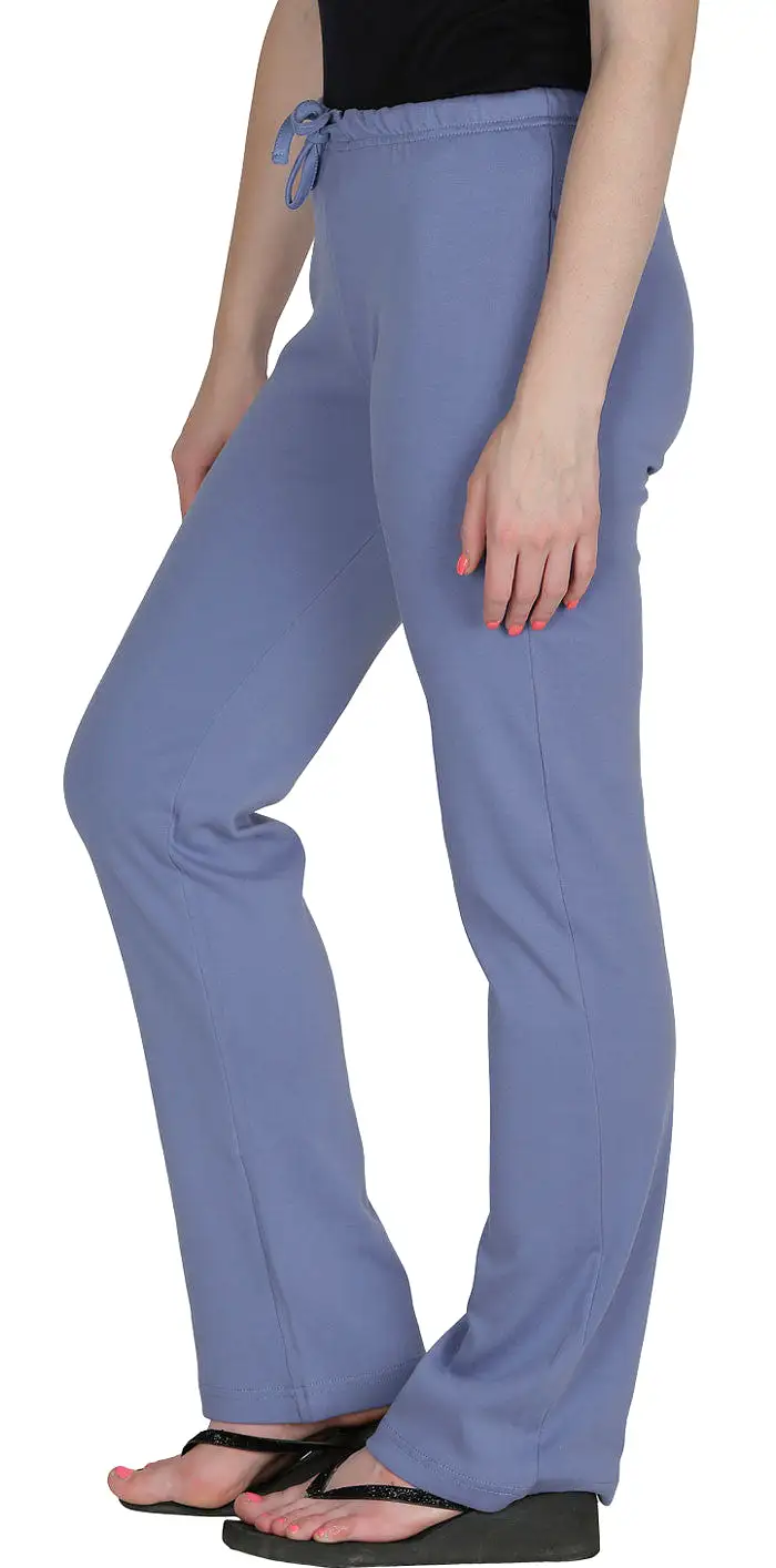 Womens Organic Cotton Pilates Pajama Yoga Pants GOTS Certified (Blue)